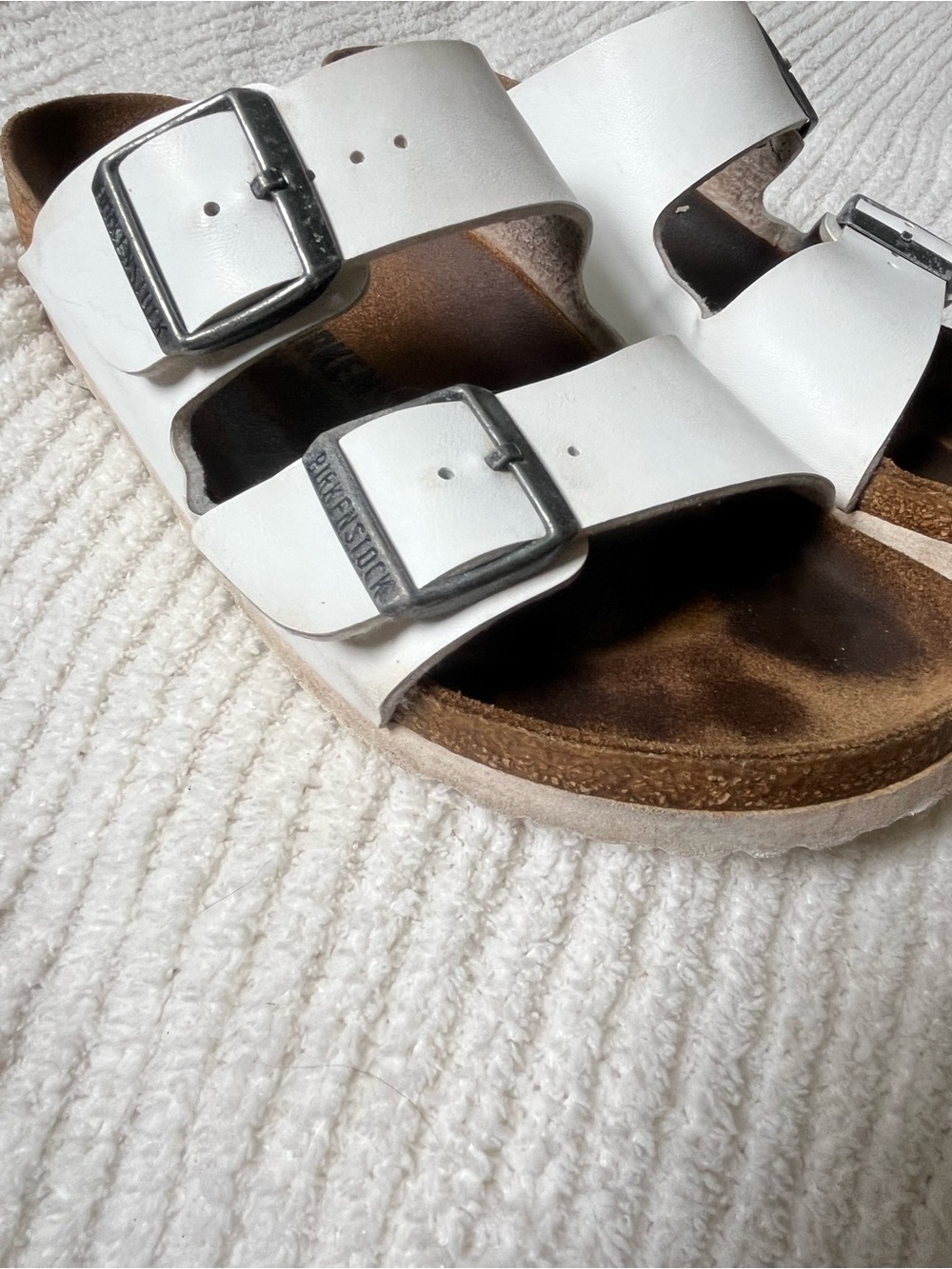 Women’s White Birkenstock's Double-Buckle Slide Sandals - Picture 3 of 5